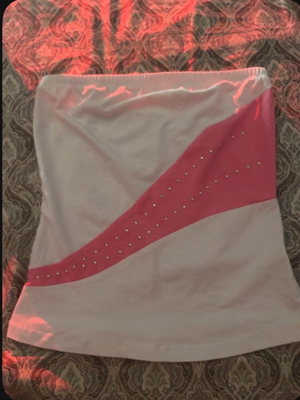 SHEIN Pink and White Rhinestone Tube Top